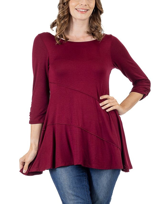

Женская свободная туника с рукавами и рюшами 24seven Comfort Apparel, цвет Wine
