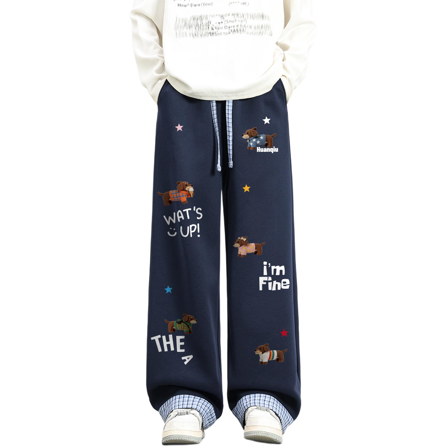 

Повседневные брюки Unisex Moderate Straight Fit HUANQIU, темно-синий