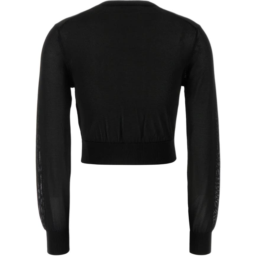 Кардиган укороченный вязаный с нашивкой T By Logo Alexander Wang, черный — фото 2