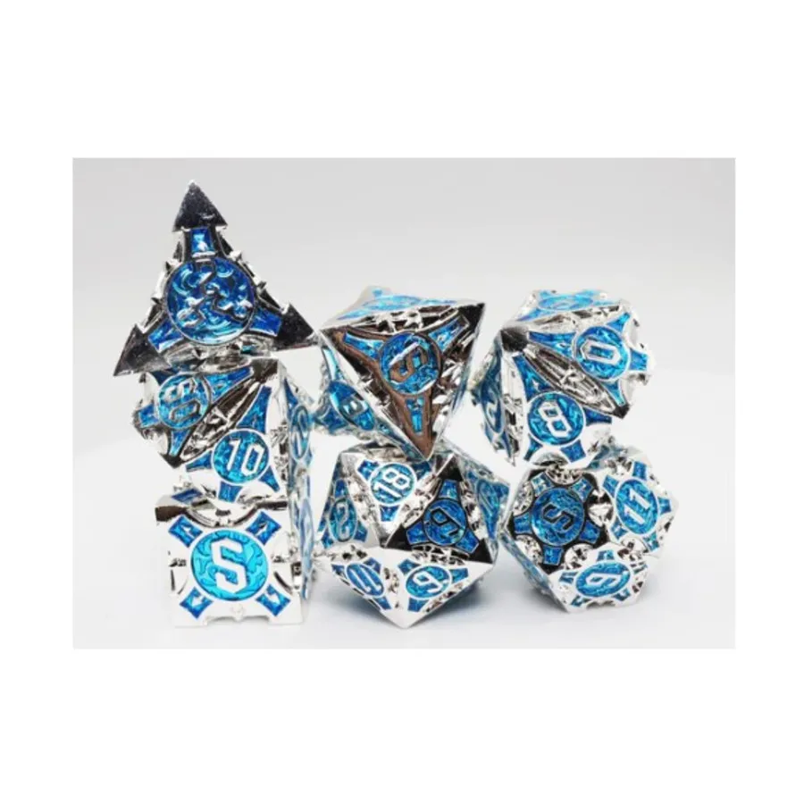 

Полигональный набор «Стрела» — Лазурная молния (7), Dice Sets - Metal (Foam Brain Games)