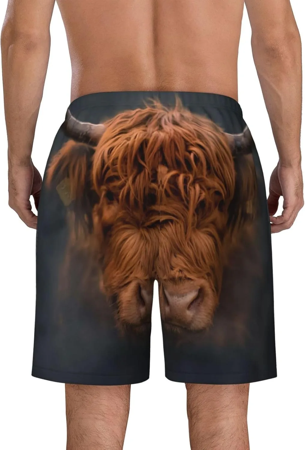 Мужские пляжные шорты Highland Cow, мужские плавки, пляжные шорты с карманами, купальники Generic, черный — фото 4
