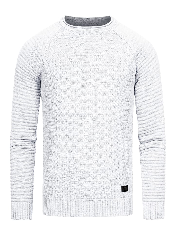 

Тяжелый байкерский свитер крупной вязки с круглым вырезом белого цвета Rusty Neal