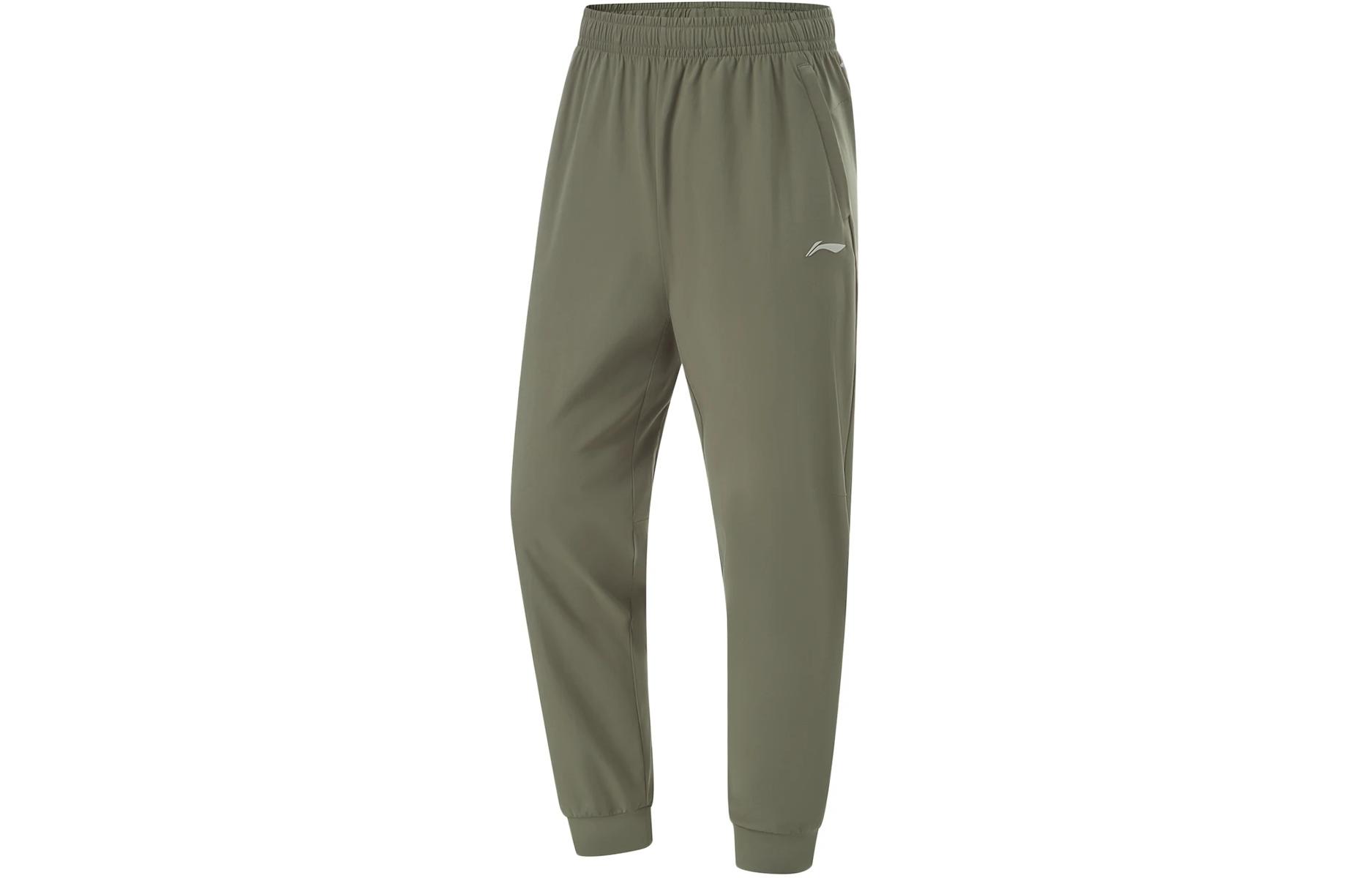 

Трикотажные спортивные брюки LiNing Fitness Series для мужчин, цвет «армейский парус», Army Canvas Green