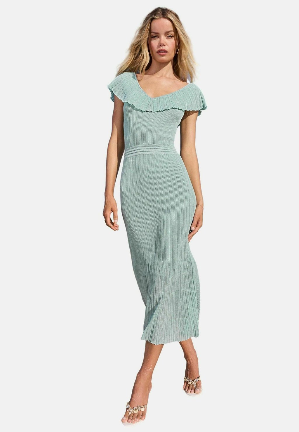 

Платье-джемпер REGULAR FIT - V-NECK STITCH MIDI Lipsy, бирюзовый