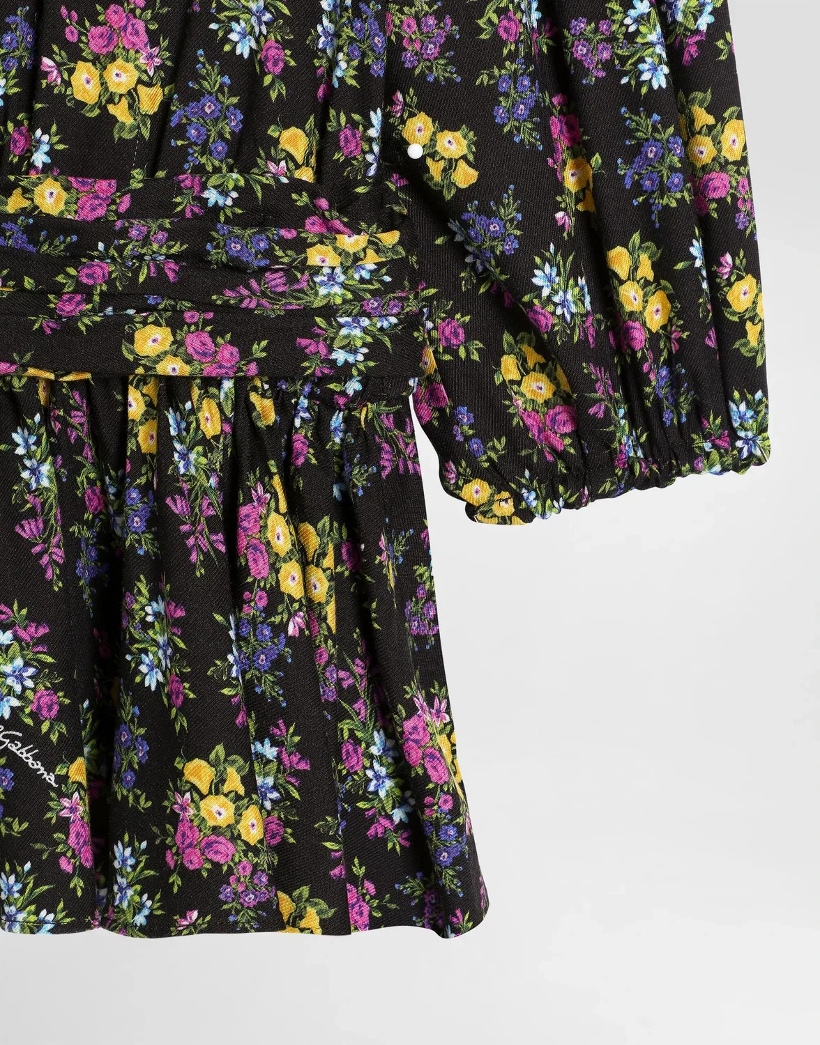 Платье из вуали с мелким цветочным принтом Dolce & Gabbana, черный — фото 4