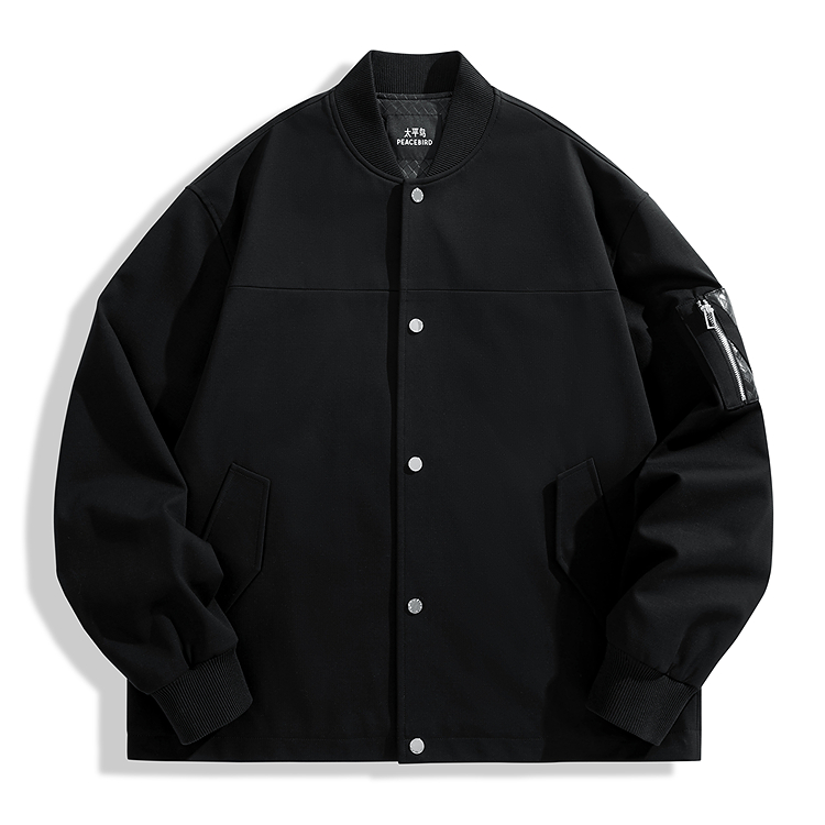 

Куртка мужская Texture Jacquard с кожаными вставками PEACEBIRD MEN, черный 1