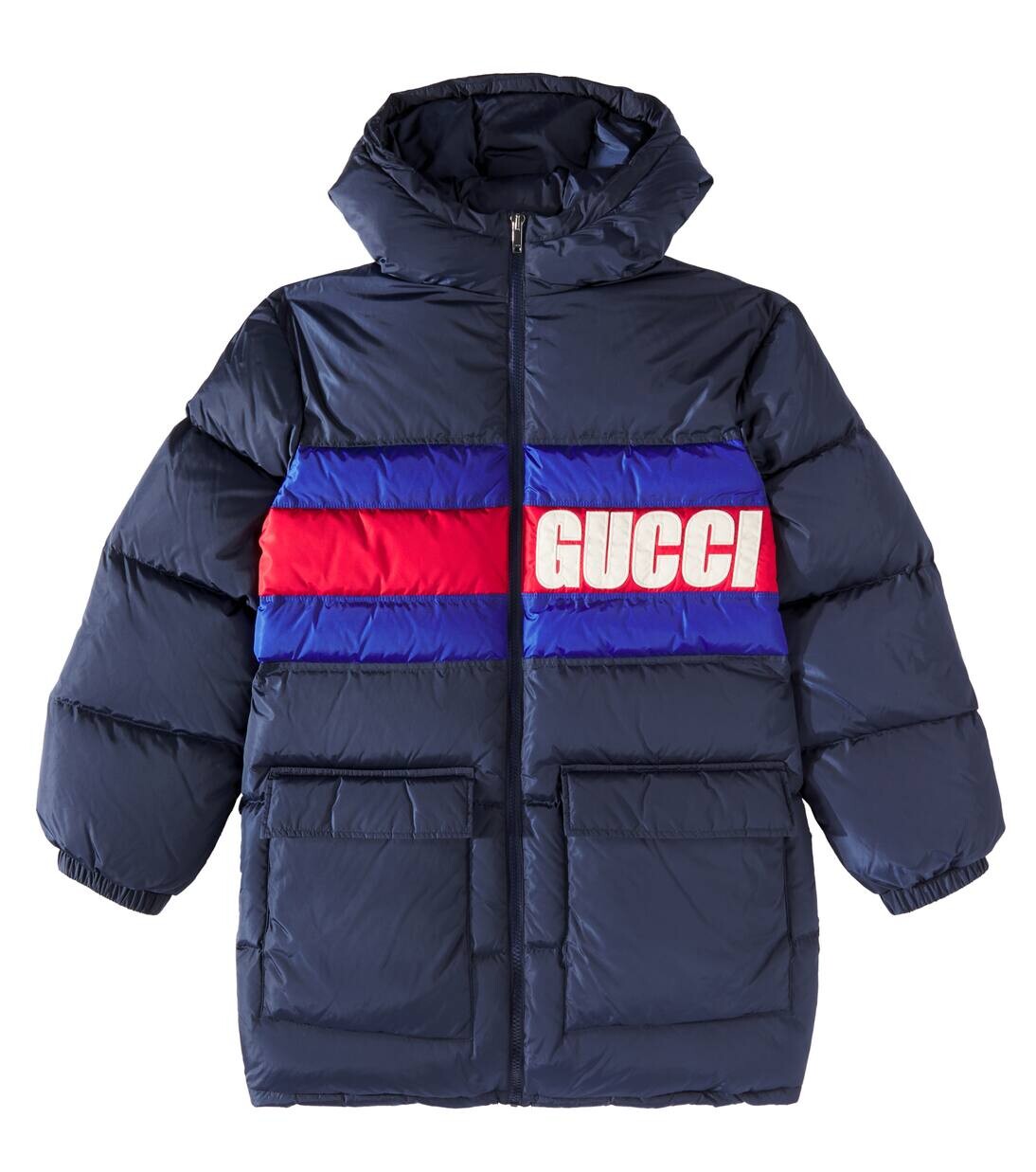 

Куртка-пуховик с вышитым логотипом Gucci Kids, цвет marine/mix