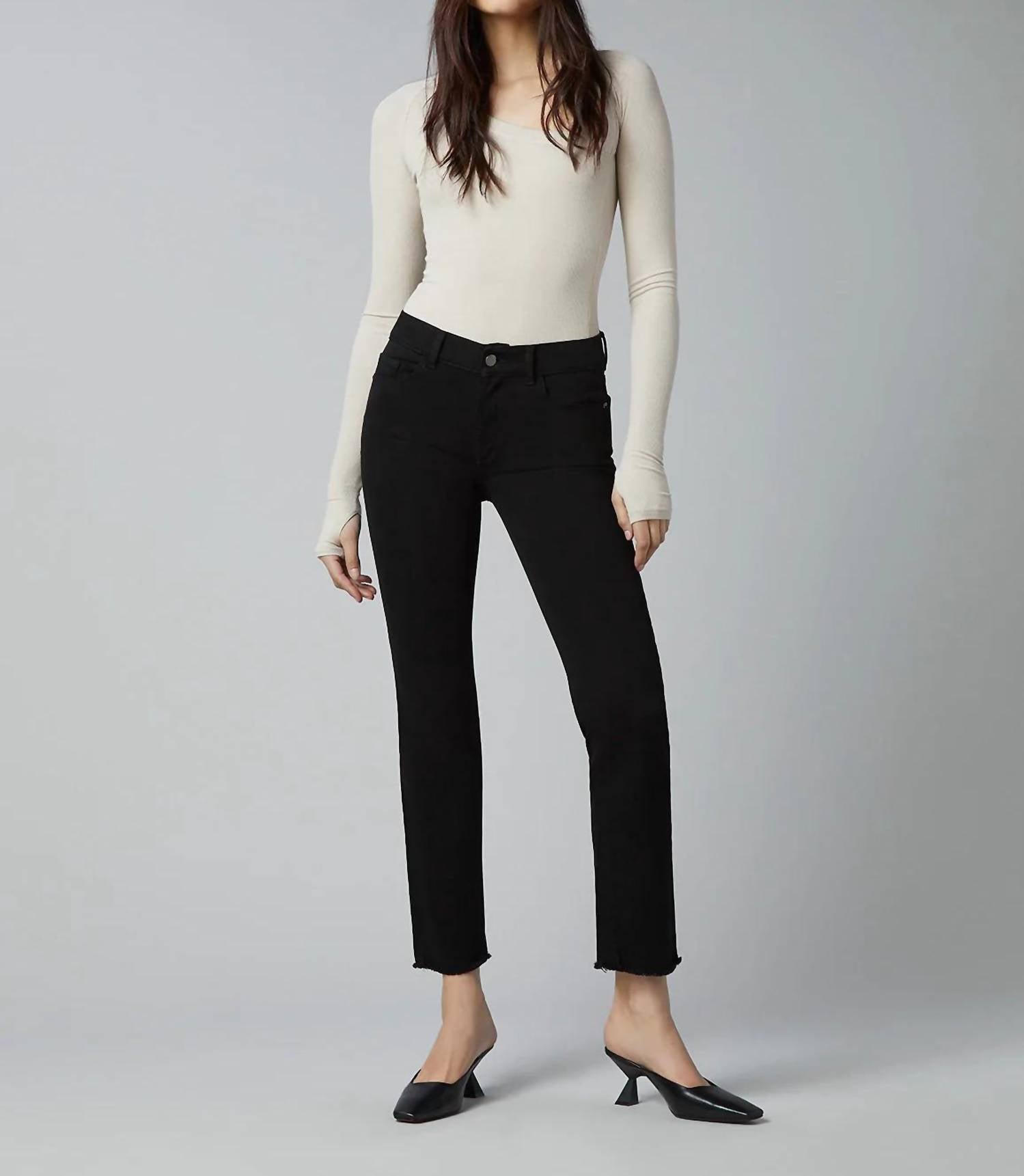 

Джинсы Mara Straight Mid Rise Instasculpt черного цвета DL1961 - Women's
