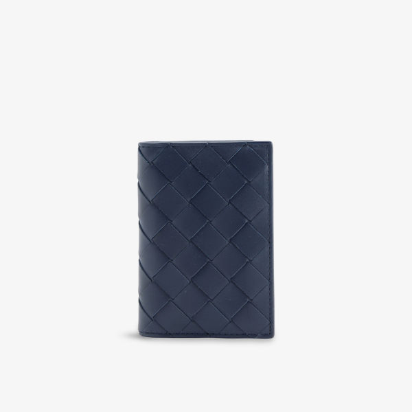

Кошелек кожаный Bottega Veneta Intrecciato с двумя отделениями, синий / коричневый