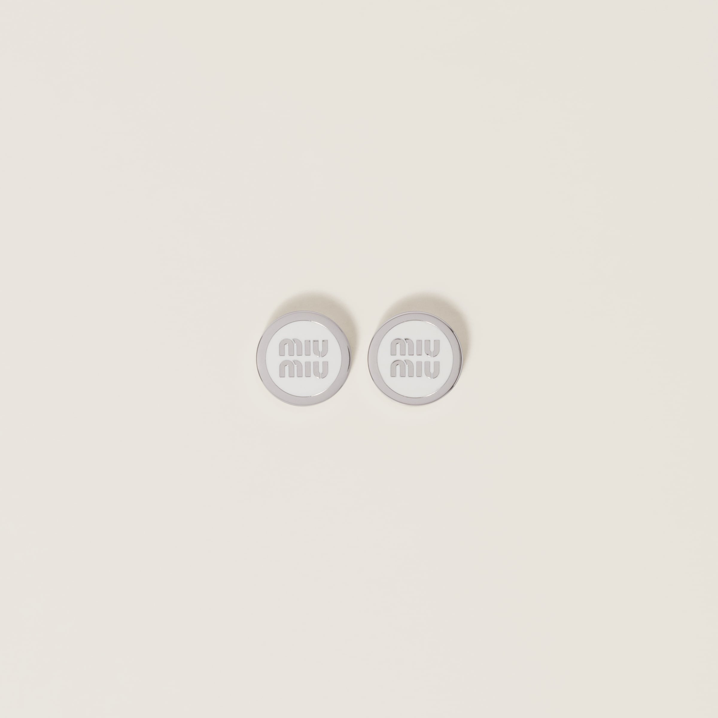 

Серьги из металла с эмалью MIU MIU, белый