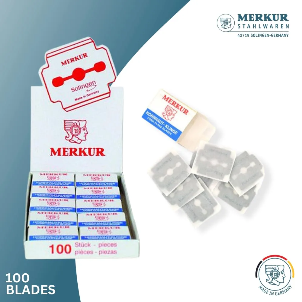 Сменные лезвия MERKUR 920 для педикюрного станка, углеродистая сталь, 100 шт, Chrome — фото 3