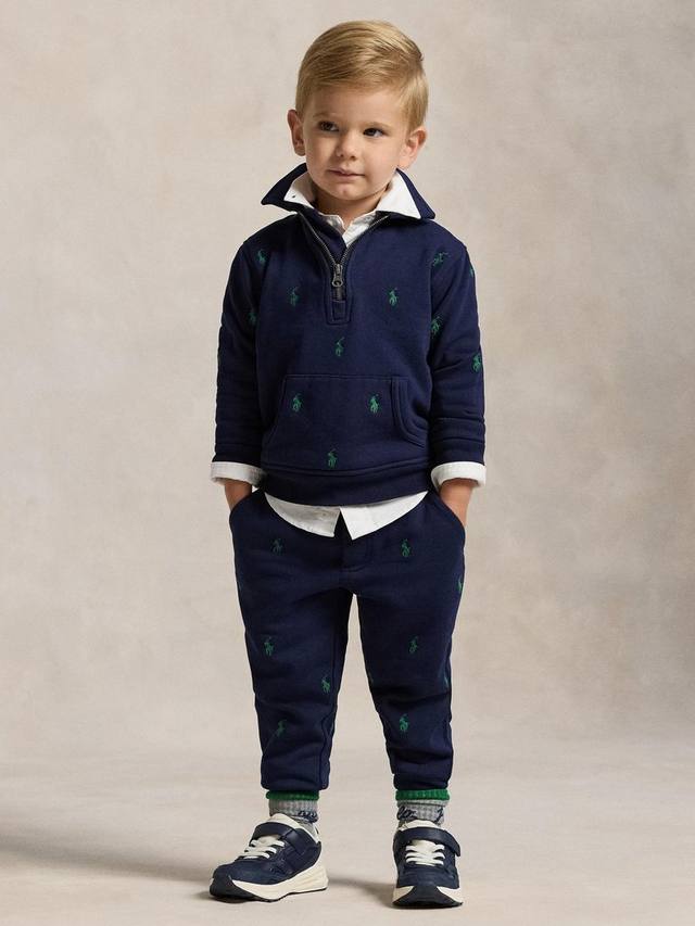 

Детские джоггеры Polo Kids из хлопковой смеси с логотипом Ralph Lauren, Refined Navy