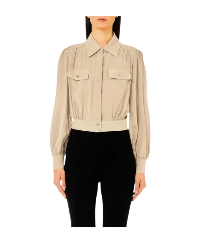 

Классическая рубашка из шелкового жоржета Liu Jo, бежевый
