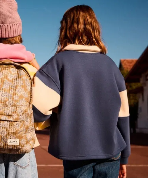 Детская толстовка с длинными рукавами в стиле регби от ICONIC WAVES/Roxy Kids из флиса с начесом — фото 2