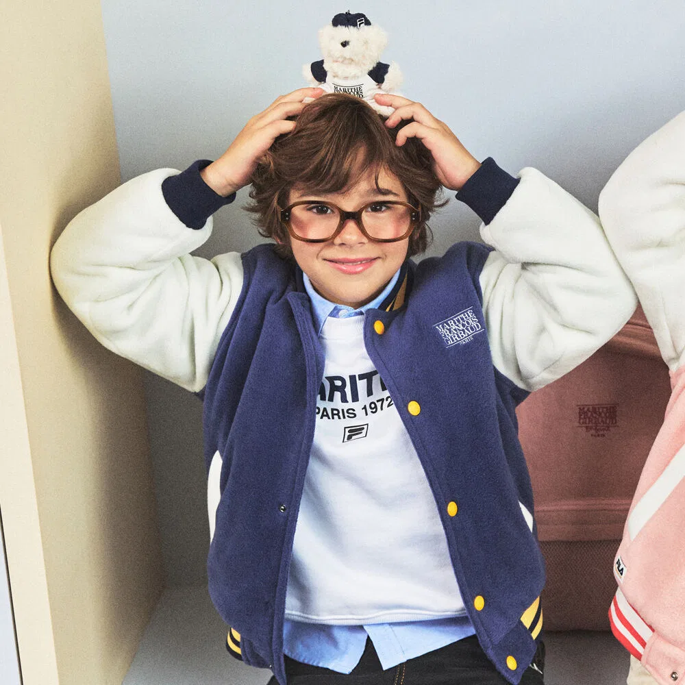 Детская флисовая куртка Marithé Kids x Fila Varsity, тёмно-синяя