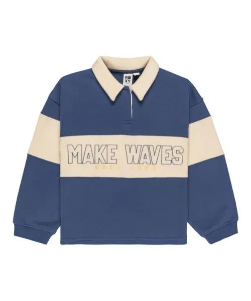 Детская толстовка с длинными рукавами в стиле регби от ICONIC WAVES/Roxy Kids из флиса с начесом — фото 4