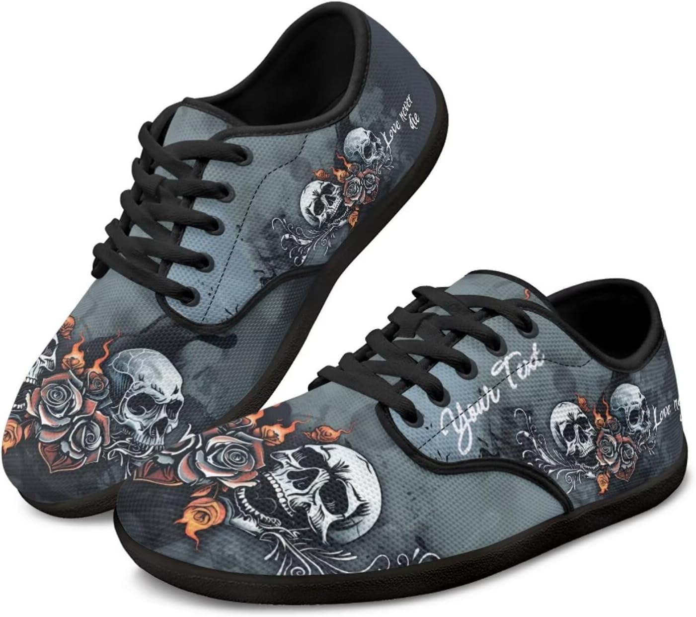 

Персонализированные кроссовки с изображением черепа для бега, тенниса, для женщин и мужчин, лоферы для вождения, плоские кроссовки для ходьбы Ecaestolph, серый