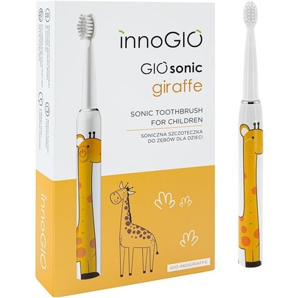 

Детская электрическая зубная щетка innoGIO GIOsonic Giraffe с перезаряжаемой USB-силиконовой ручкой, 3 режима, таймер, 2 минуты, оранжевый, 4 головки