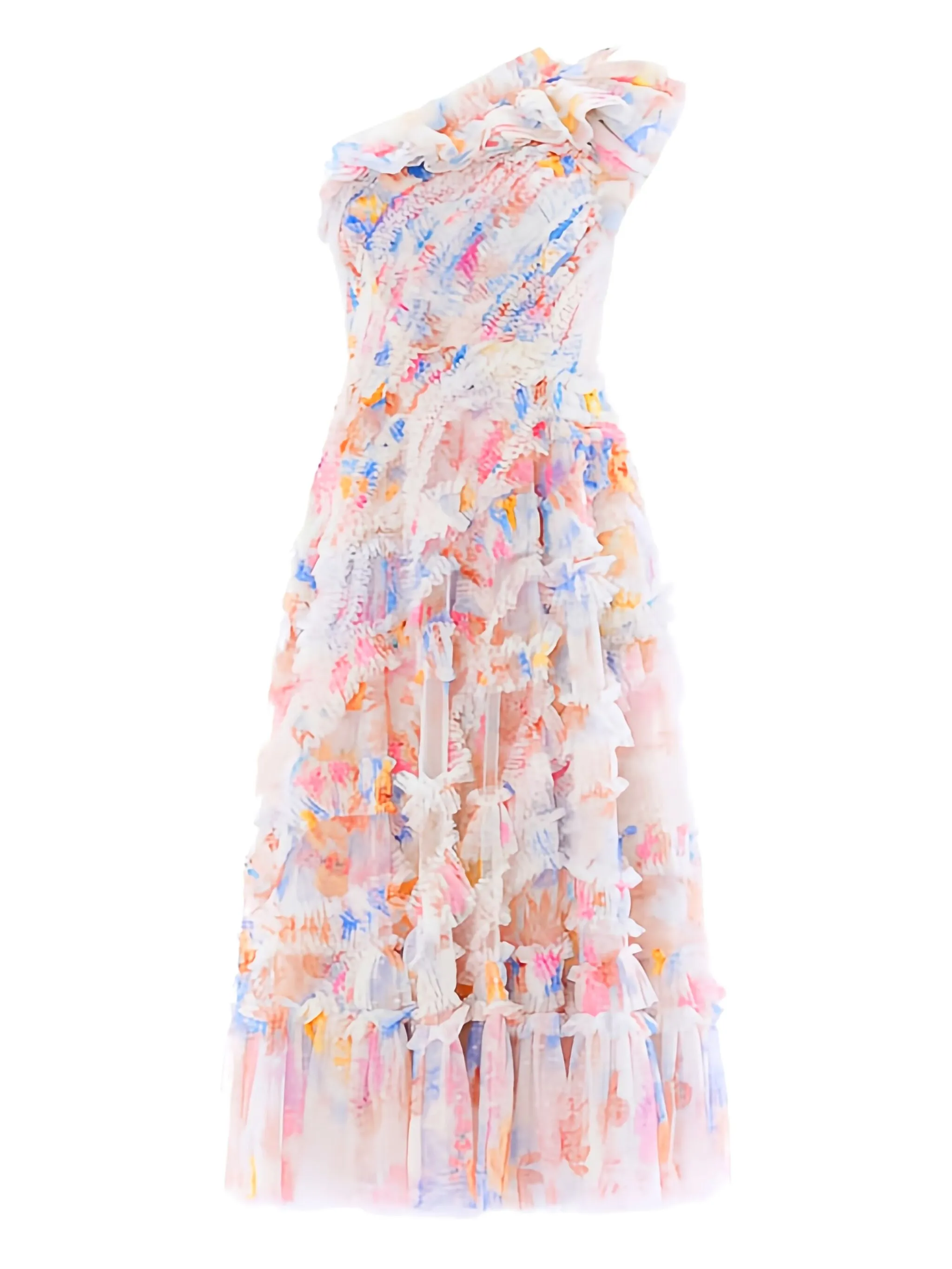 

Платье Mariannes Floral Aaliyah на одно плечо с оборками Needle & Thread, розовый