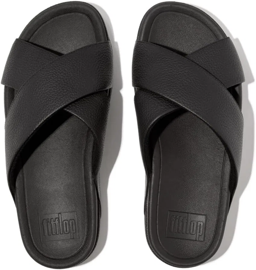 Мужские сандалии Fitflop Surfer из зернистой кожи с перекрестным плетением, Black — фото 3