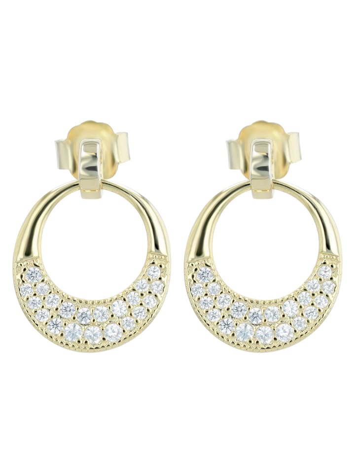 

Adeliás Женские серьги - серьги-гвоздики из серебра 925 пробы с кубическим цирконием в золотой оправе