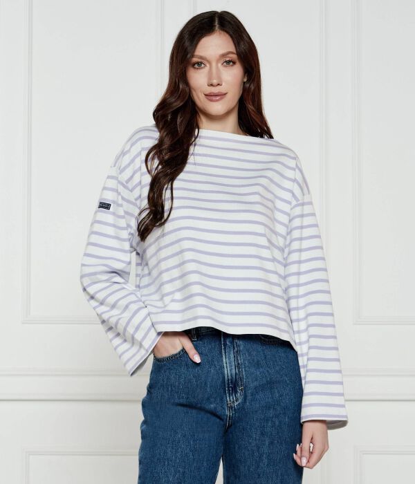 

Лонгслив женский Polo Ralph Lauren свободного кроя в полоску, лавандово-белый