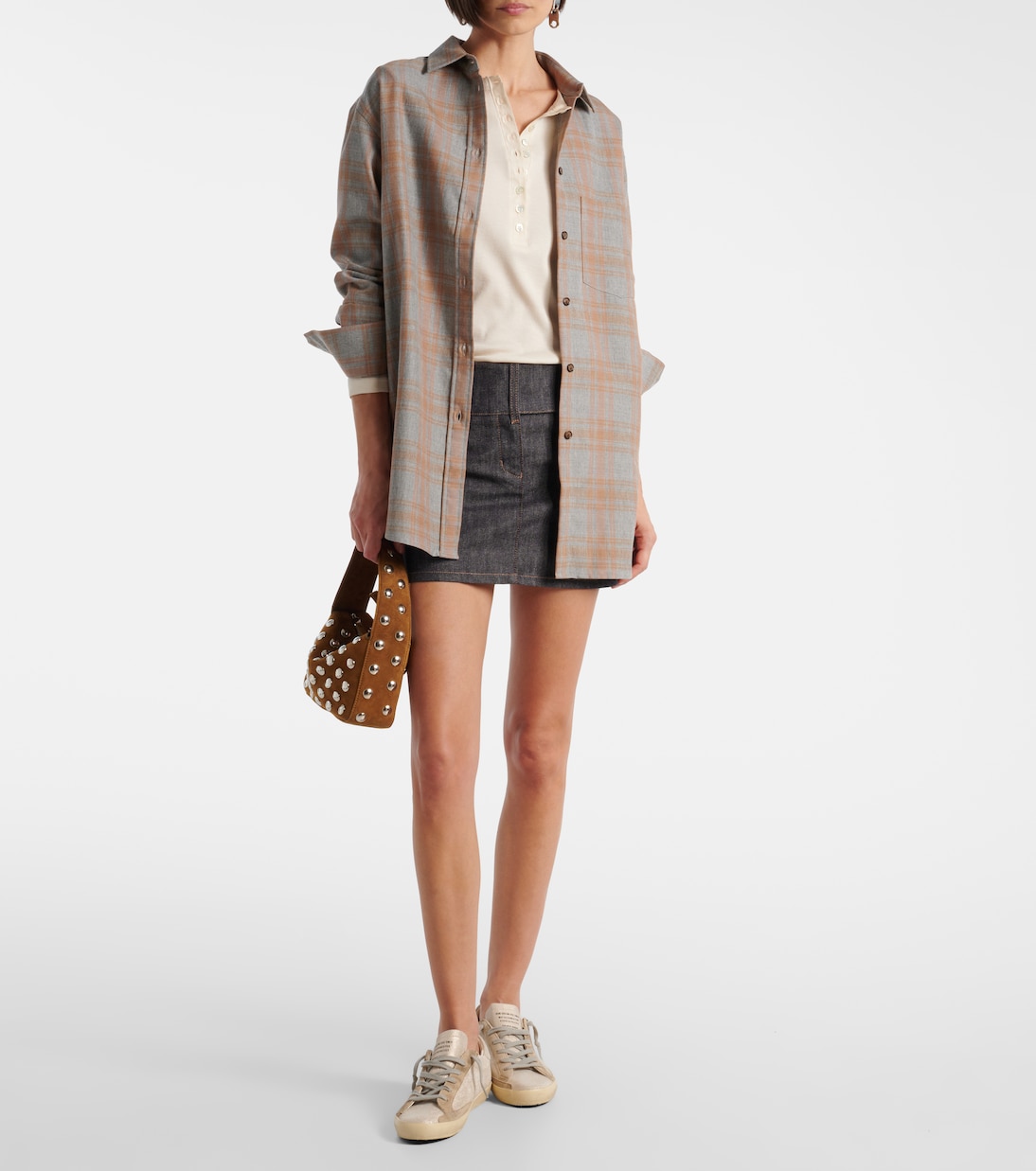 Супер-Звезда блестящие кожаные кроссовки Golden Goose, Platinum/Beige — фото 3