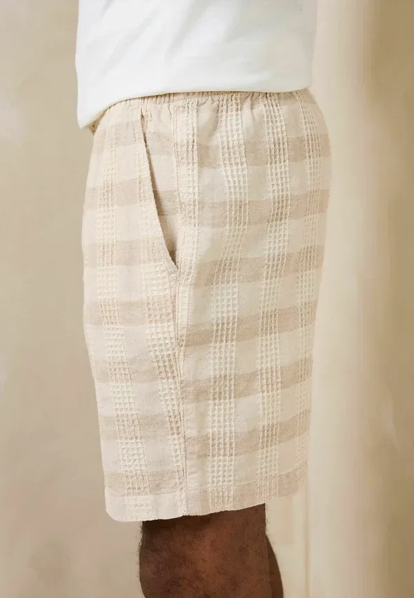Шорты Next Regular fit textured check drawstring waist, нейтральный — фото 3