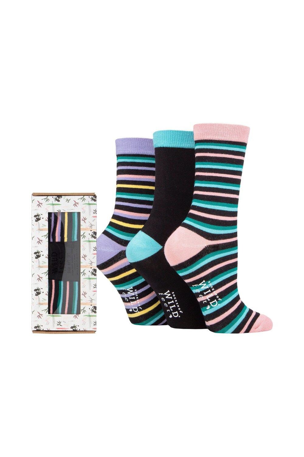 

3 пары бамбуковых подарочных коробок SOCKSHOP Wild Feet, мультиколор