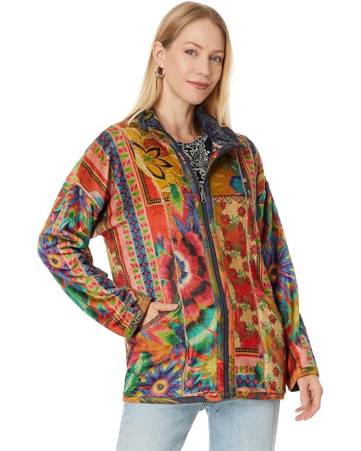 

Куртка Johnny Was Joan Zip Sherpa Jacket, цвет Tiedye Scarf Print