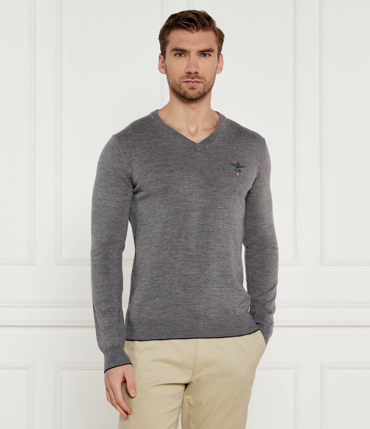 

Свитер из шерсти Aeronautica Militare Regular Fit, серый