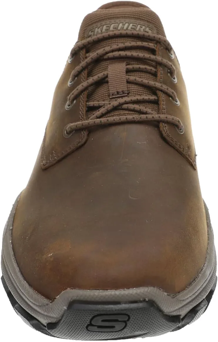 Мужские слипоны Skechers USA Respected - Garrett из кожи с круглым носком и шнуровкой на резинке Skechers USA Men's, темно-коричневый — фото 2