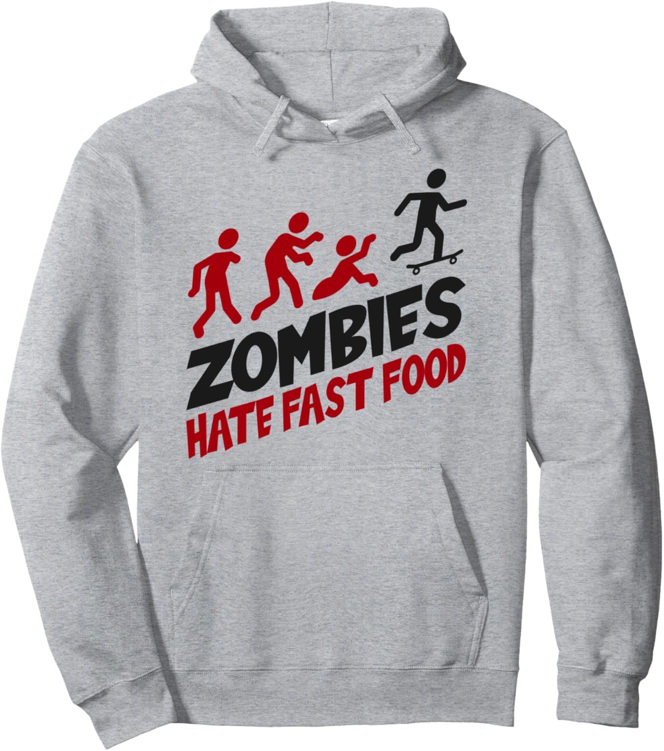 

Зомби ненавидят фастфуд, Забавная толстовка на Хэллоуин для скейтбординга Zombies Hate Fast Food Halloween Shop, серый