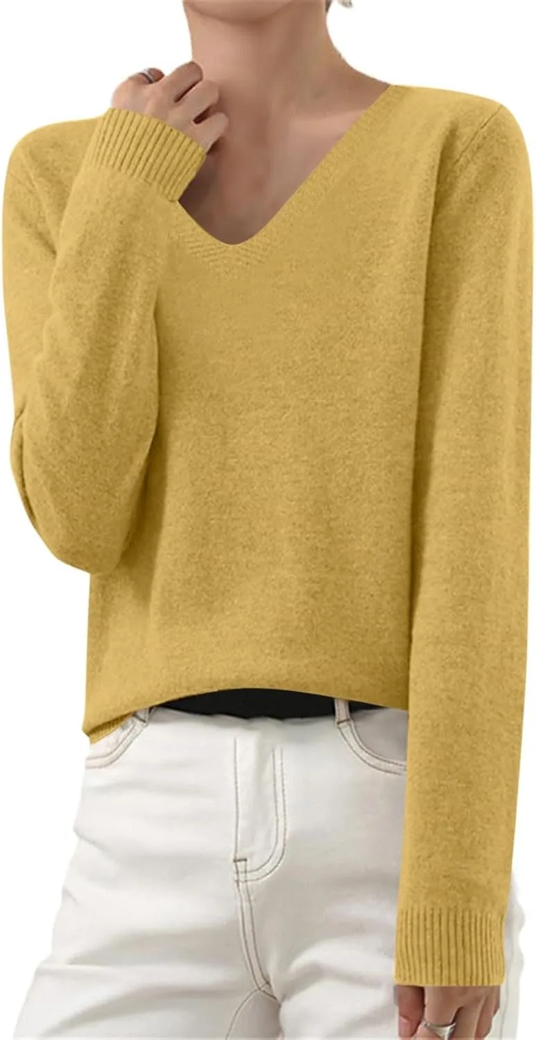 

Женский теплый свитер V-образным вырезом