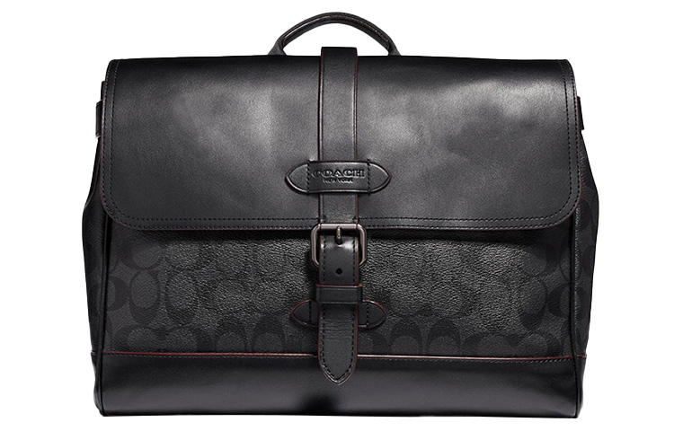 

COACH Сумка-портфель из холщовой кожи через плечо, большого размера, мужская, черная