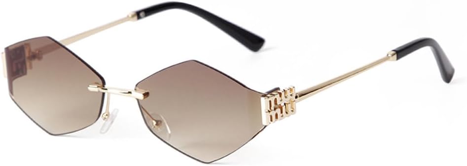 

Солнцезащитные очки без оправы Hexagon для женщин и мужчин, градиентные синие линзы, многоугольная металлическая оправа, очки для вождения для мужчин generic, C3 Brown