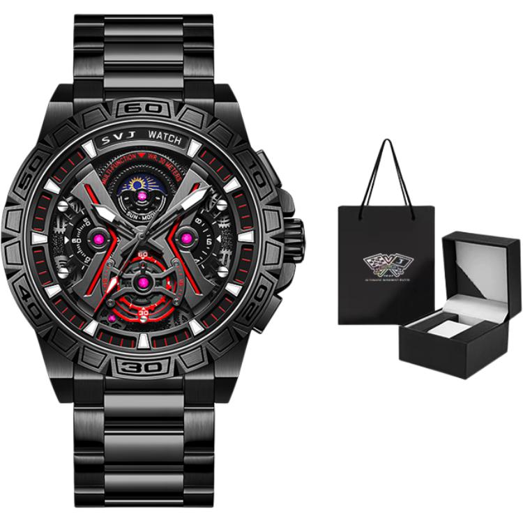 

SVJ Часы Black Warrior Concept Collection Quartz Movement Stainless Steel Watchband Watch Men's Watch Black Dial