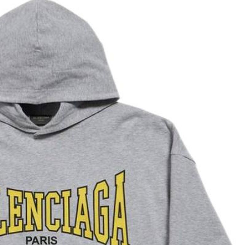 Толстовка с принтом лого Balenciaga, серая — фото 4