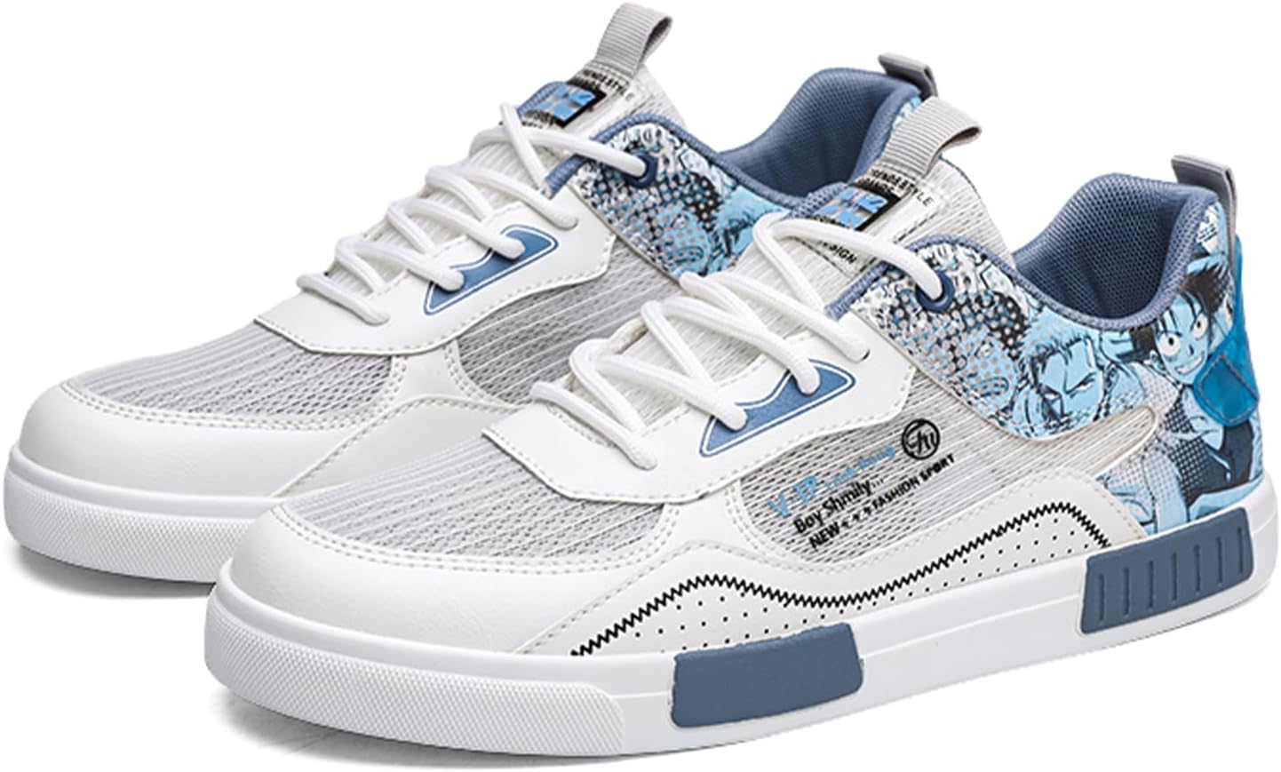 

Мужские повседневные спортивные кроссовки из сетки, дышащие, для бега по дороге, удобные с шнуровкой, для скейтбординга, ходьбы и активного отдыха на улице Dacnakby, белый/синий