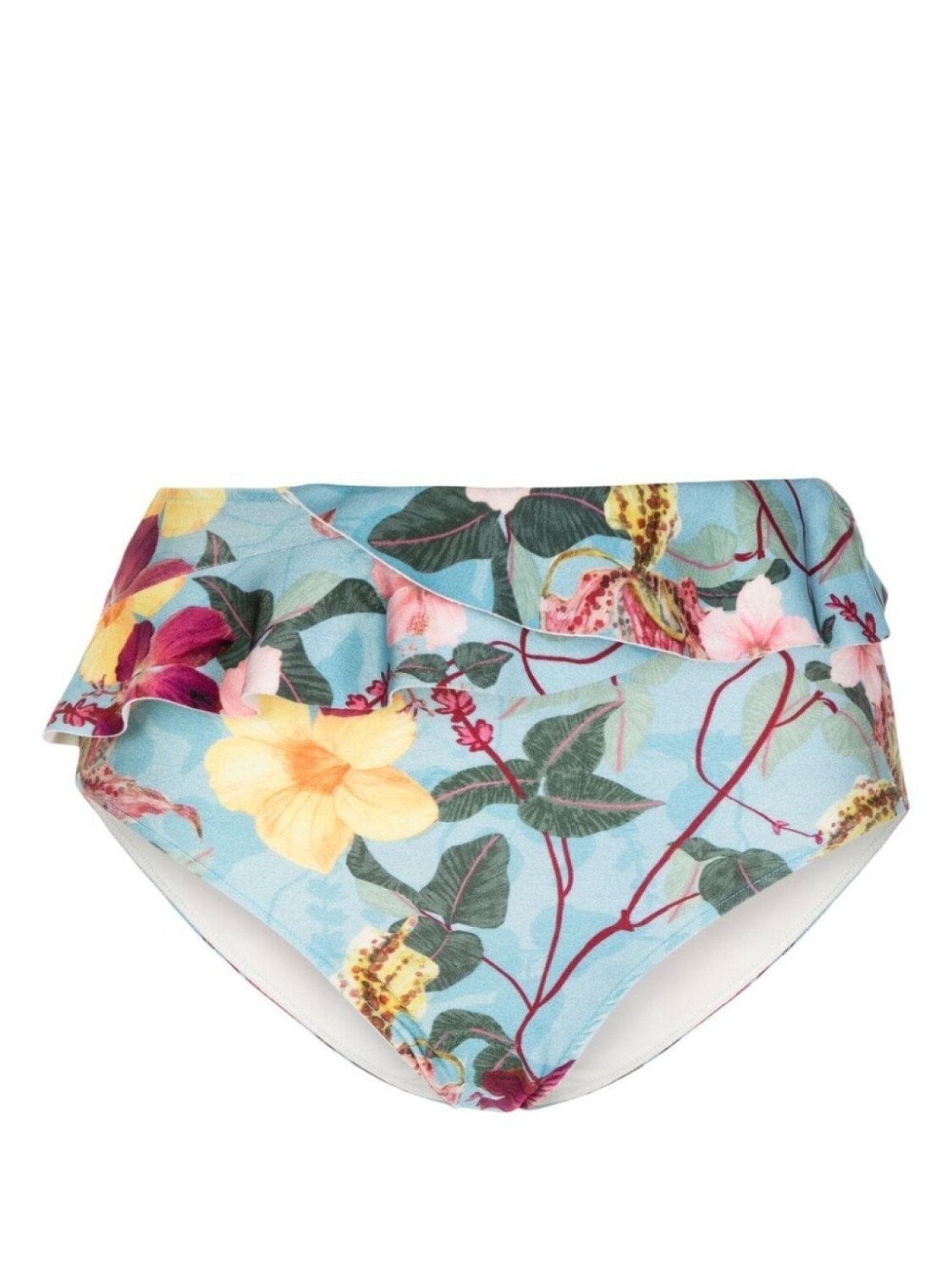 

PatBO плавки бикини Hibiscus с оборками, синий