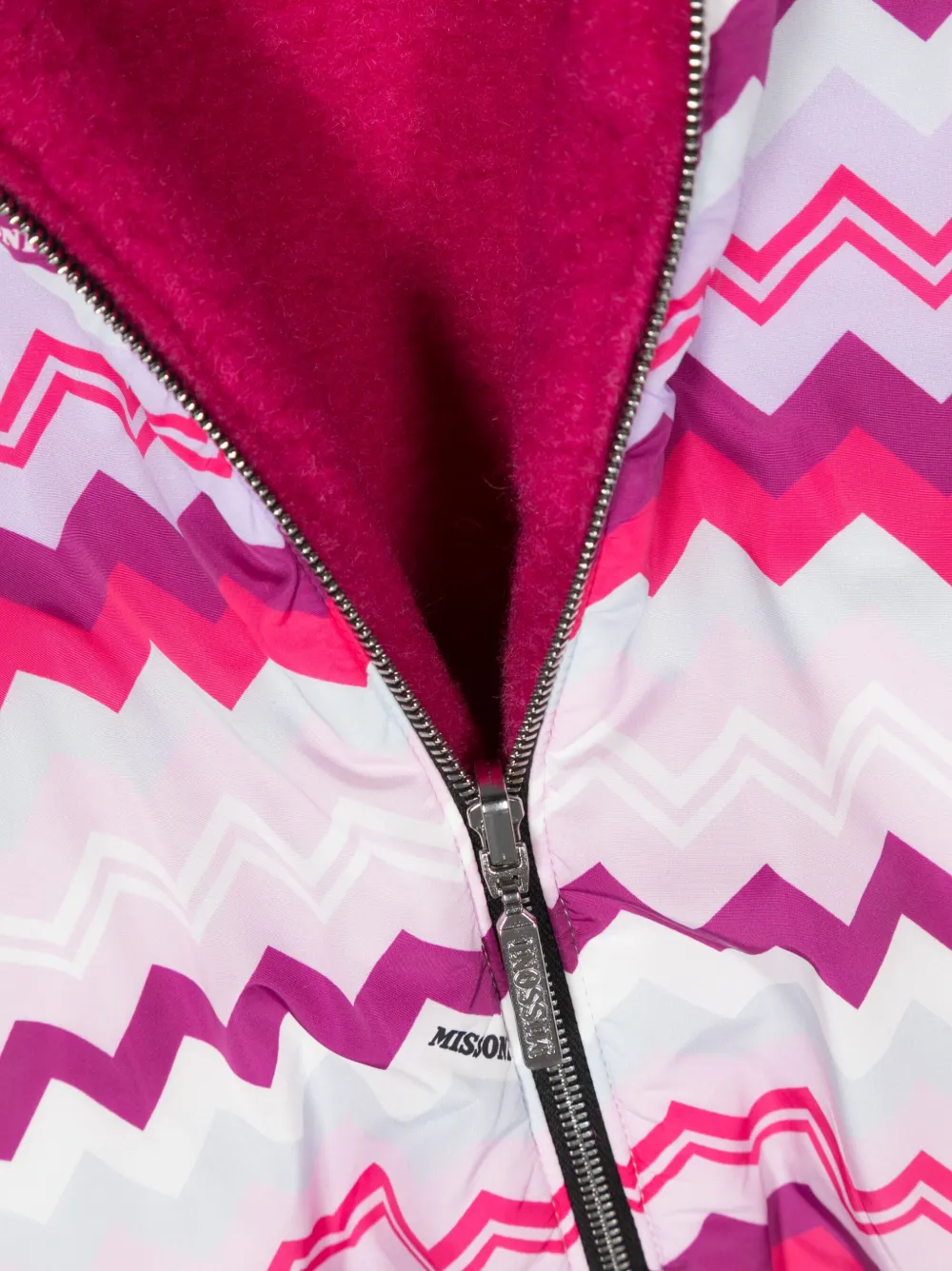 Бомбер с капюшоном и узором зигзаг Missoni Kids, розовый — фото 4
