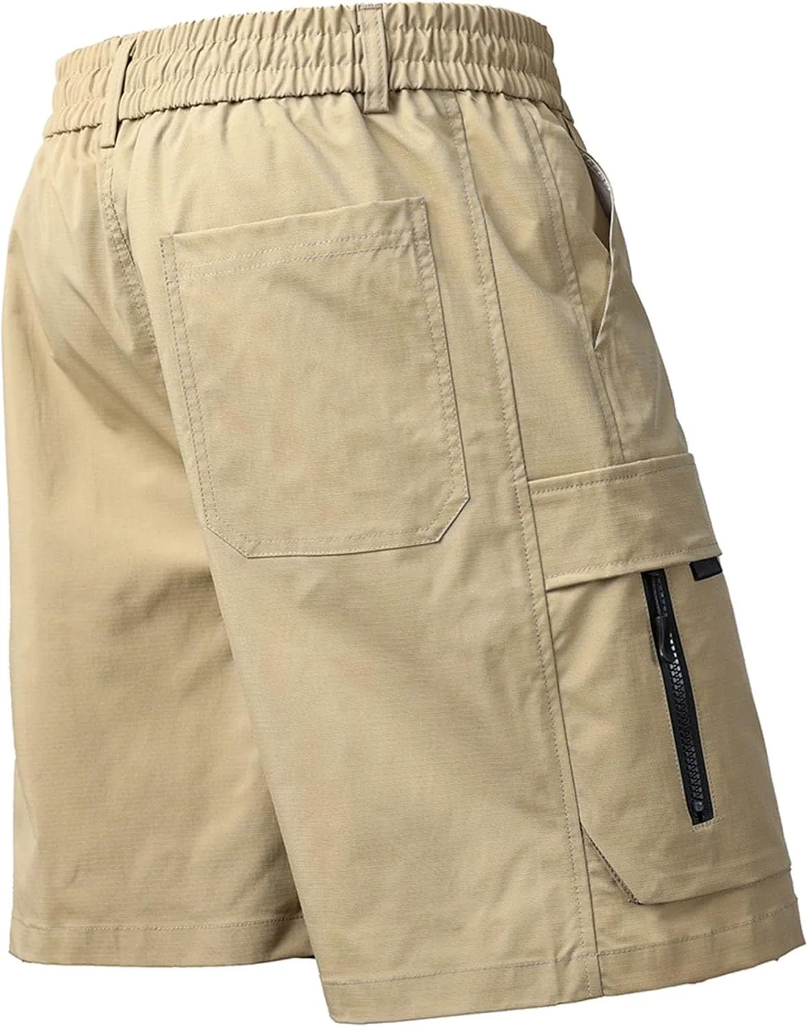 Mens Casual Shorts Lightweight Breathable Loose Fit with Drawstring Pockets for Summer Outdoor Walking Travel Generic, хаки — фото 4