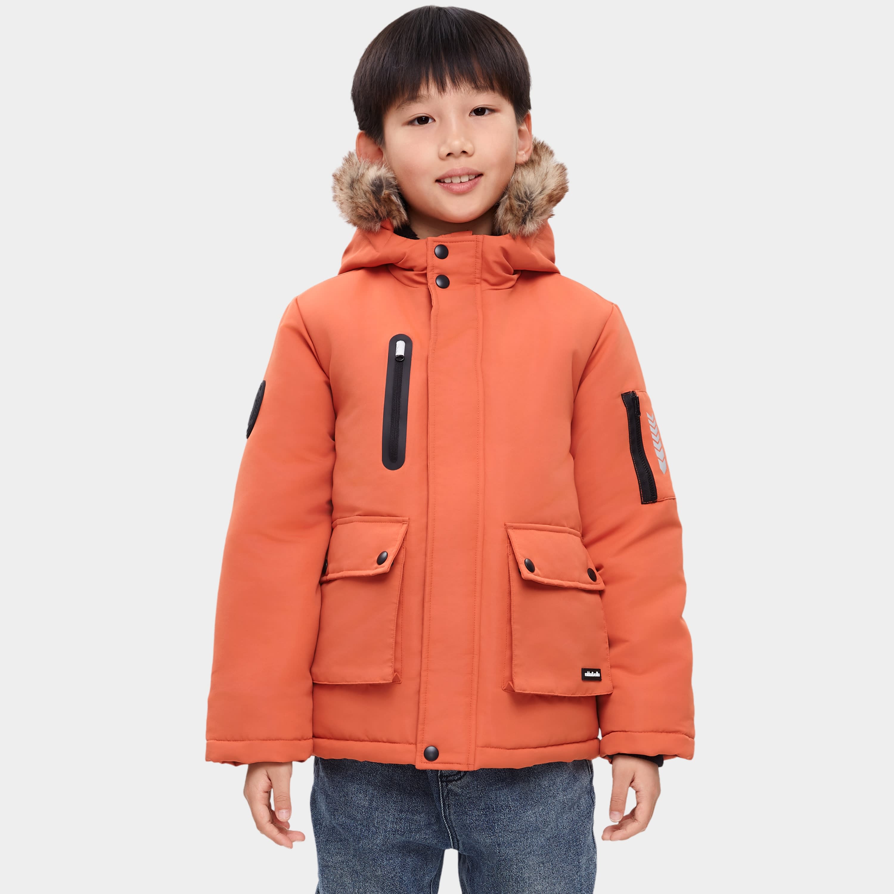 

Детская зимняя куртка-парка Rokka&Rolla с капюшоном из искусственного меха, оранжевый
