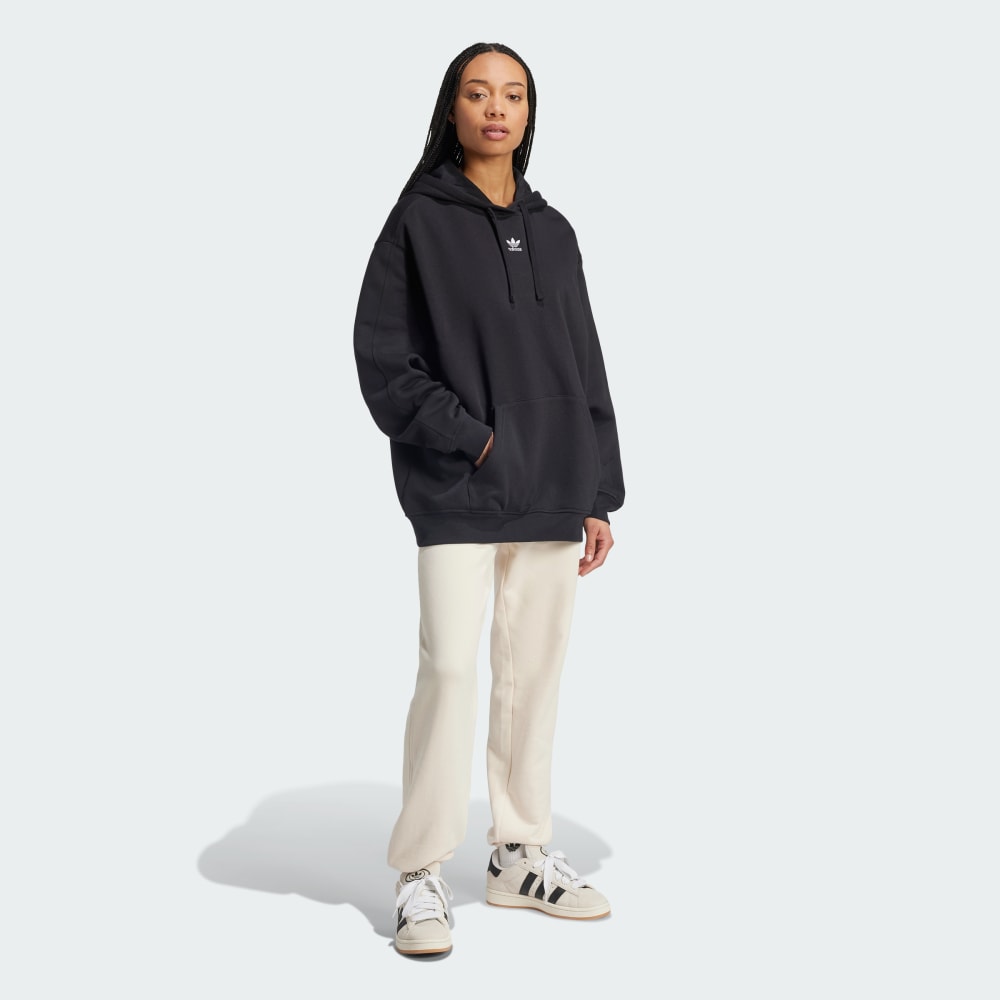 Худи Adidas Essentials Oversized Fleece Hoodie, черный — фото 3