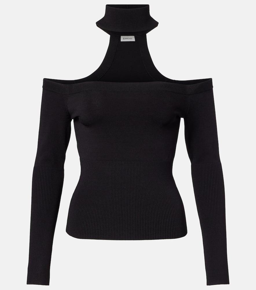 

Лиловый топ с ребристым узором и открытыми плечами Simkhai, Black