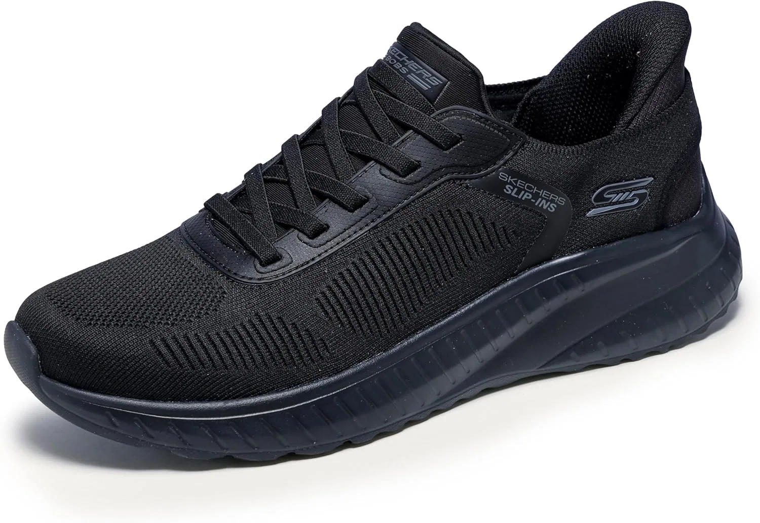 Мужские кроссовки Skechers Bobs Squad Chaos Solid Step, Black Knit — фото 4