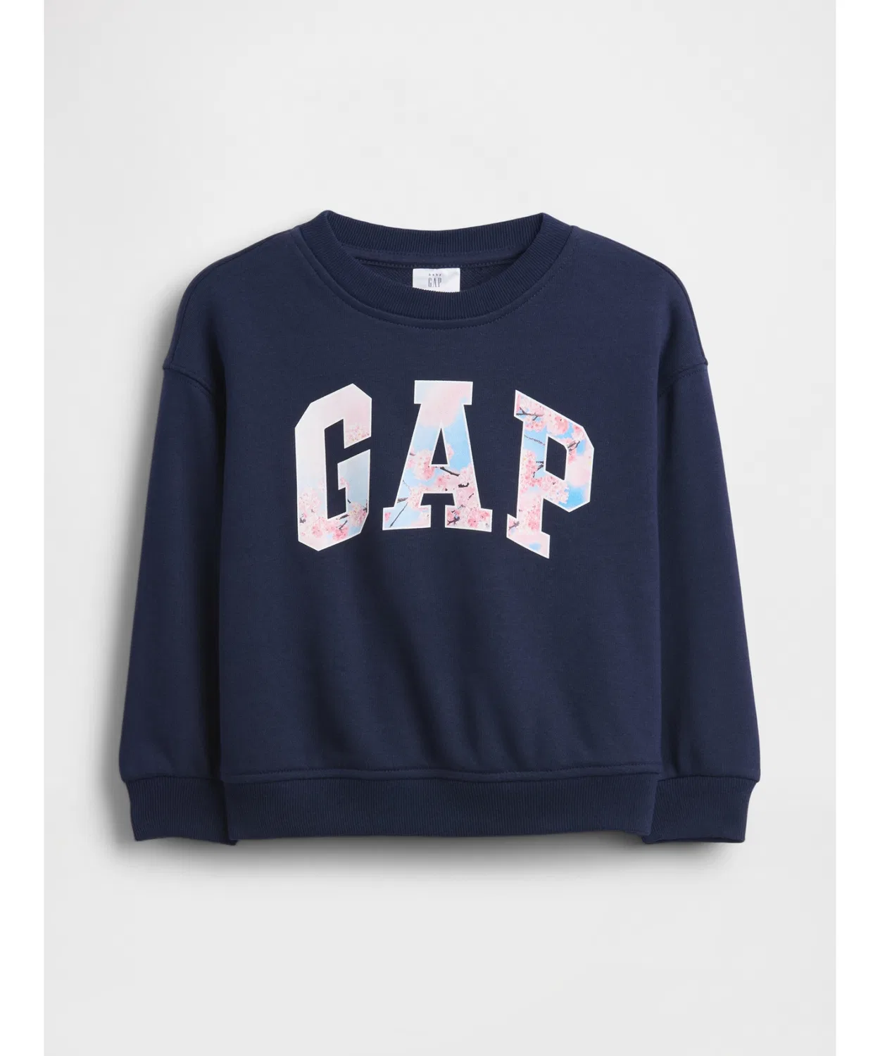 Свитшот из френч-терри с логотипом GAP и сакурой, детский, тёмно-синий