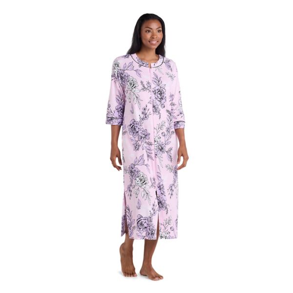 

Женский трикотажный халат на молнии Miss Elaine Essentials, цвет pink print