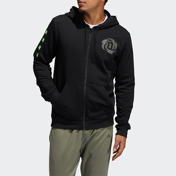 Куртка adidas Rose Fullzip Basketball Sports Long-sleeve Hooded Jacket Men Black, черный — фото 3