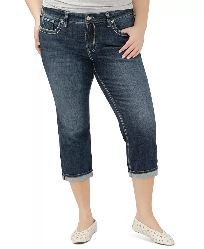 

Джинсы-капри Suki Curvy Fit Plus Size со средней посадкой Silver Jeans Co., синий